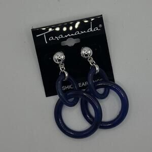 Retro Linked Blue Hoop Earrings – Taramanda Pop Color Statement